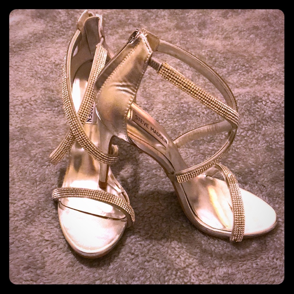 Steve Madden rhinestone open-toed formal heels